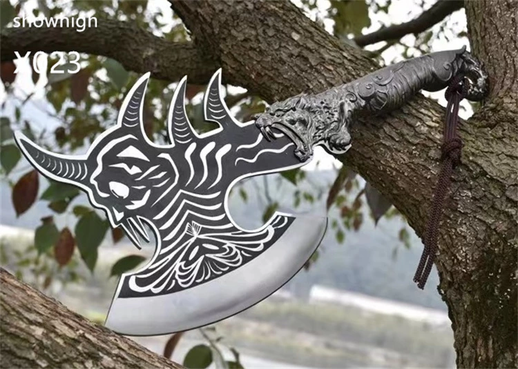 handmade high carbon steel skull axe X023