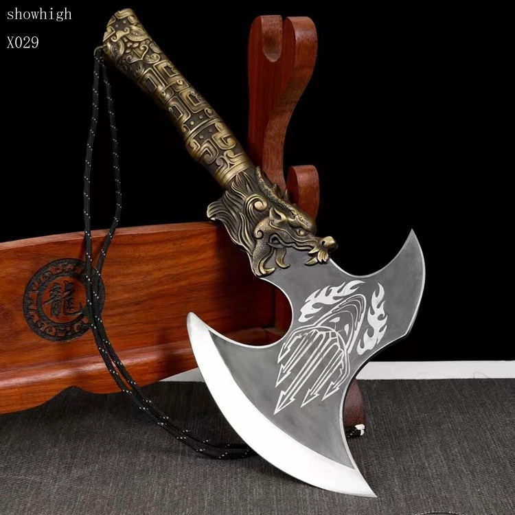 handmade high carbon trident battle axe X029