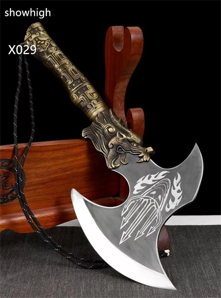 handmade high carbon trident battle axe X029