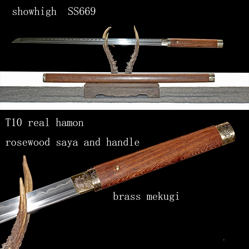 handmade T10 clay tempered  shirasaya katana sword ss669