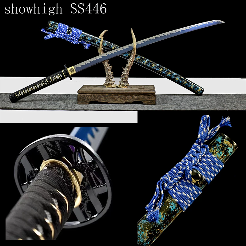 handmade high quality samurai katana sword with fancy hamon ss446