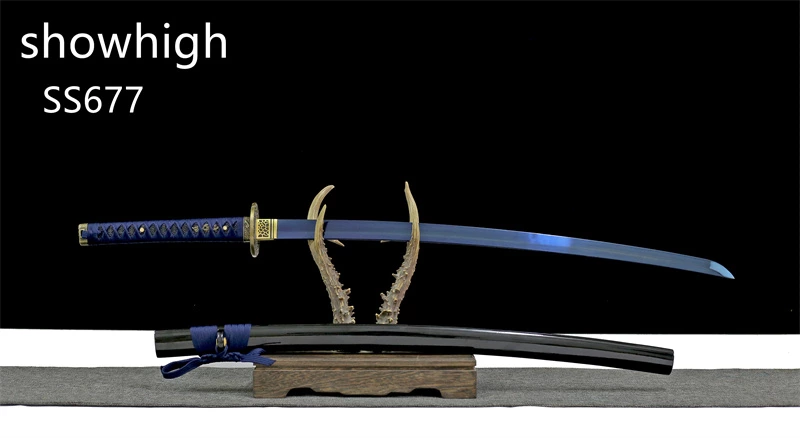 Handmade blue T10  Swords with dragon tsuba SS677