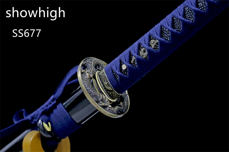 Handmade blue T10  Swords with dragon tsuba SS677