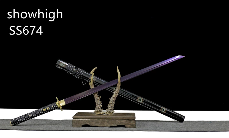 handmade T10 purple blade functional katana sword ss674