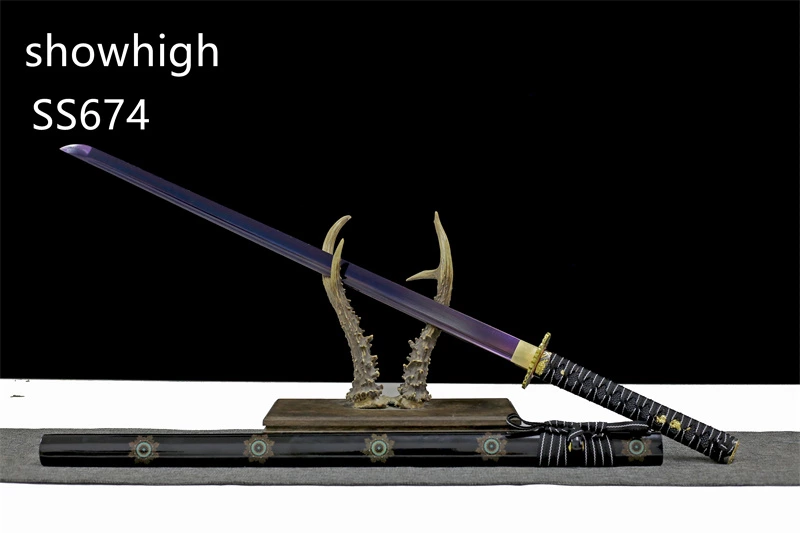 handmade T10 purple blade functional katana sword ss674