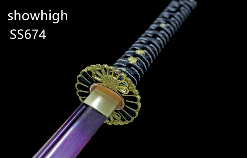 handmade T10 purple blade functional katana sword ss674