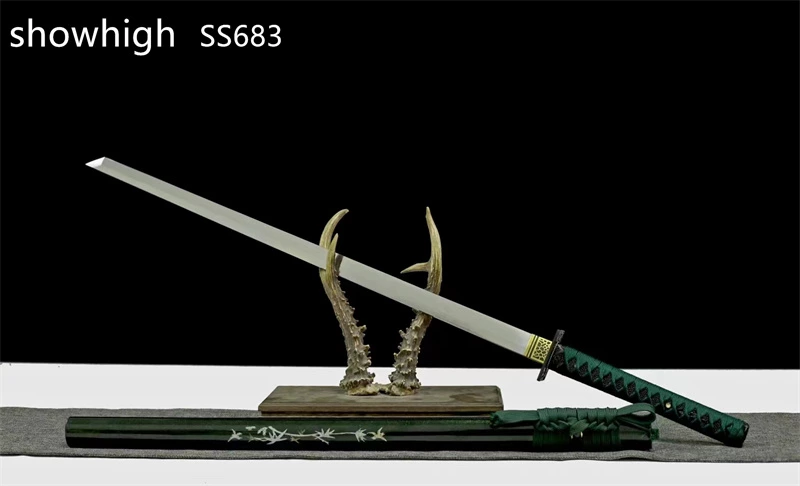 handmade functional  green katana sword ss683