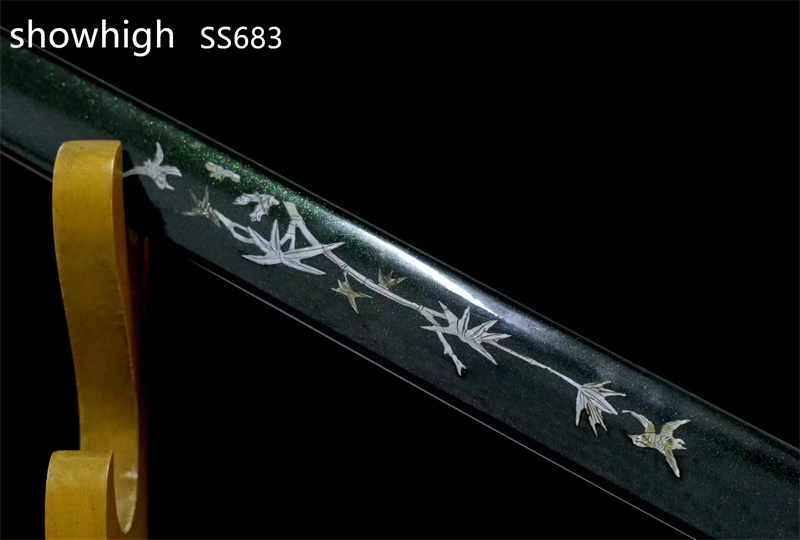 handmade functional  green katana sword ss683