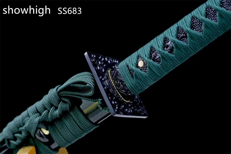 handmade functional  green katana sword ss683