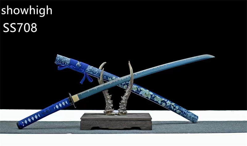 handmade blue lotus katana sword ss708