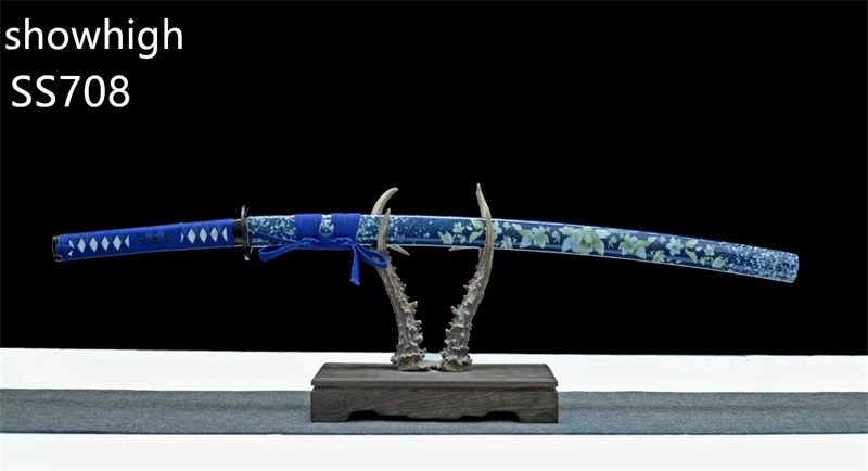 handmade blue lotus katana sword ss708