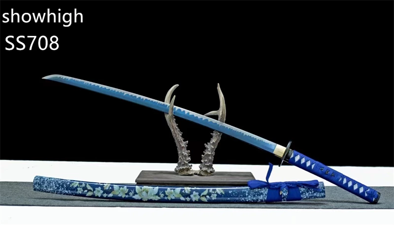 handmade blue lotus katana sword ss708