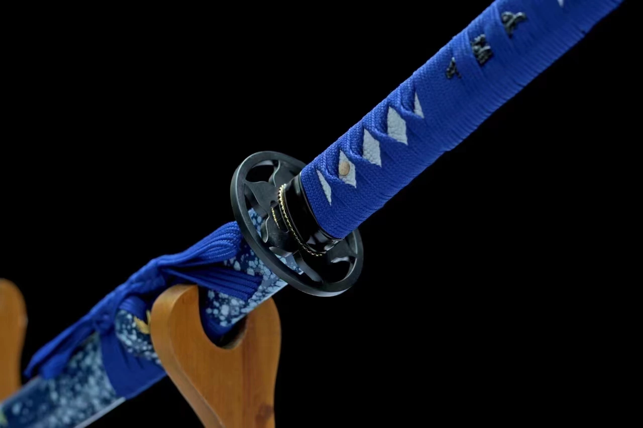 handmade blue lotus katana sword ss708