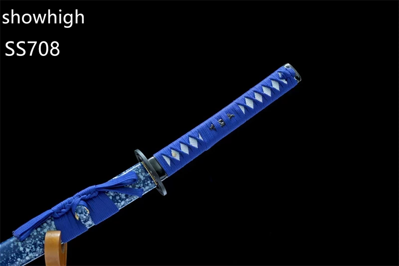 handmade blue lotus katana sword ss708