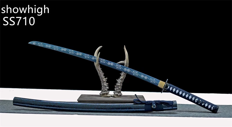 Handmade high carbon blue flower katana Swords ss710