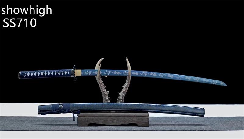 Handmade high carbon blue flower katana Swords ss710