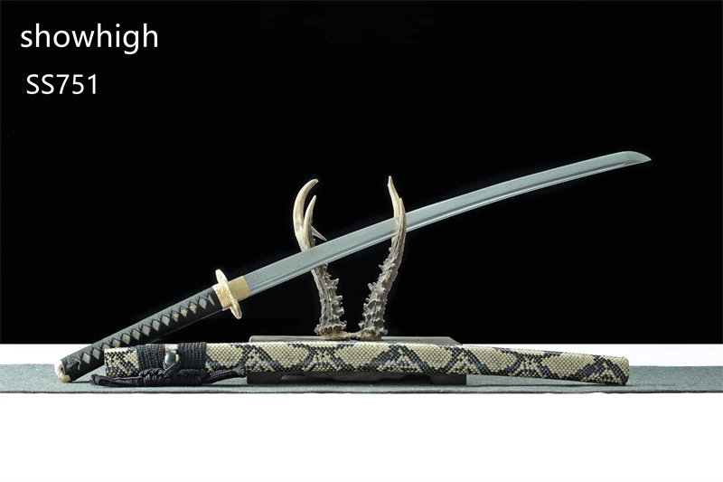 handmade  damascus katana sword fake snake skin saya ss751