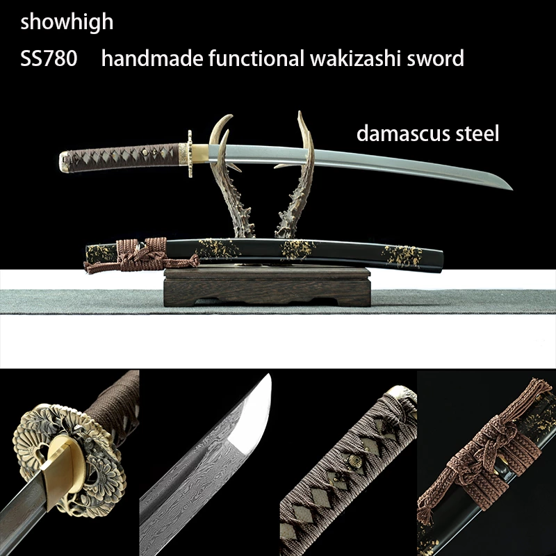 hand forged damascus wakizashi sword ss780