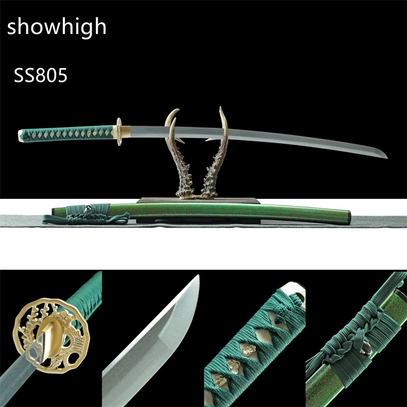 hand forged damascus green katana sword ss805