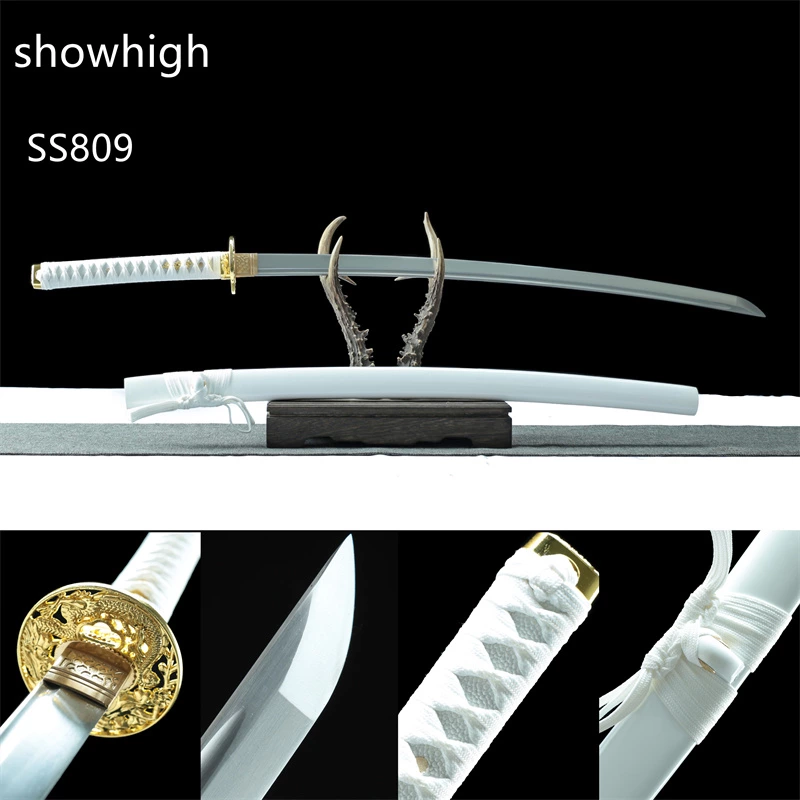 Handmade   high carbon sharp battle ready functional japanese samurai katana  Swords white SS809