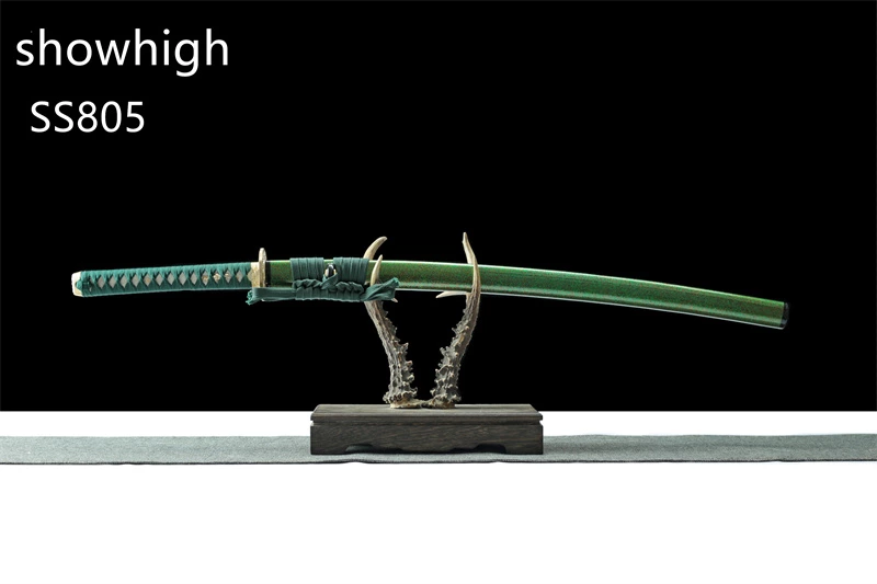 hand forged damascus green katana sword ss805