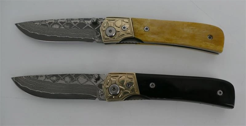 damascus folding pocket knife C01