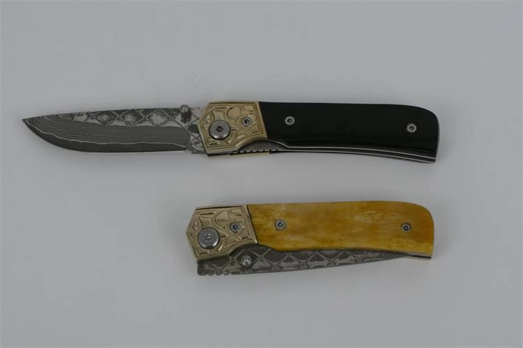 damascus folding pocket knife C01