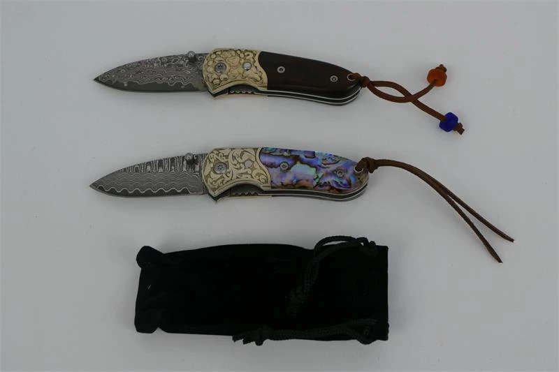 damascus folding pocket knife C02