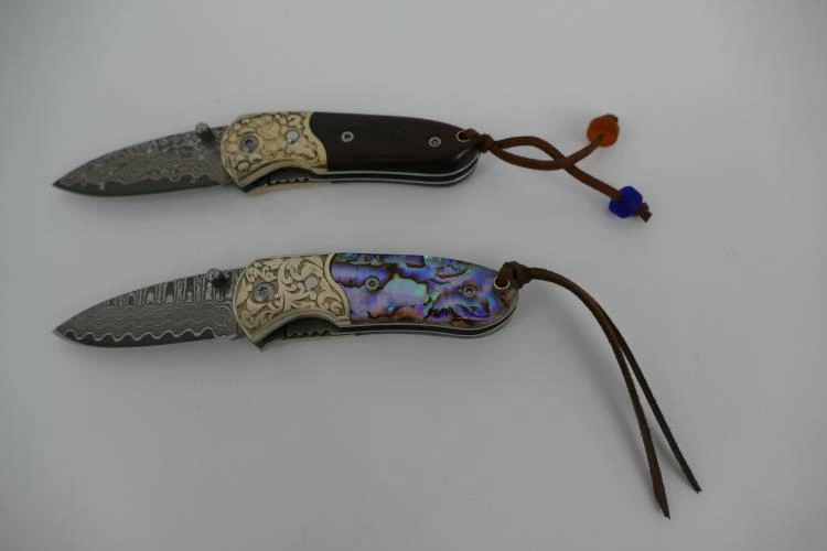 damascus folding pocket knife C02