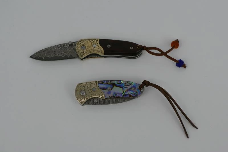 damascus folding pocket knife C02