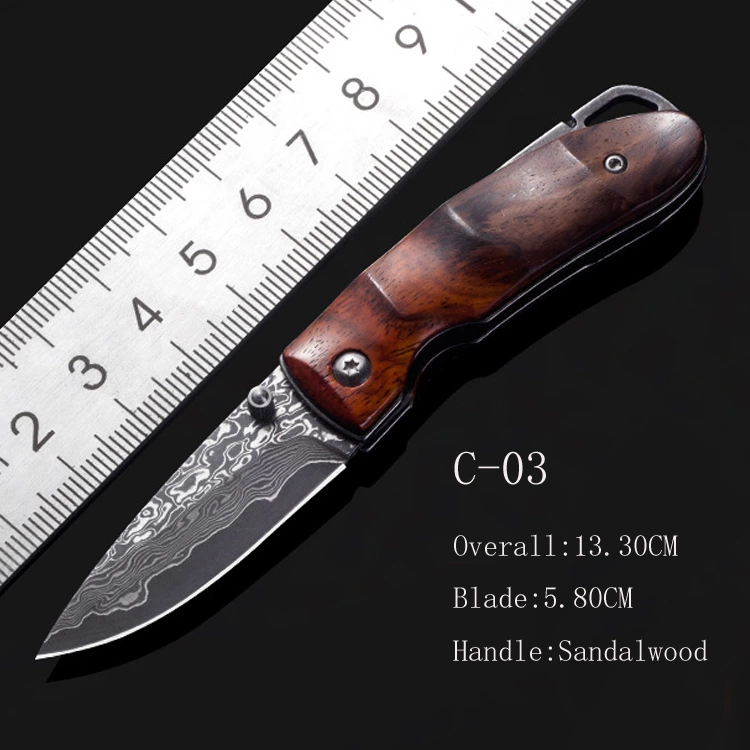 damascus folding knife C03