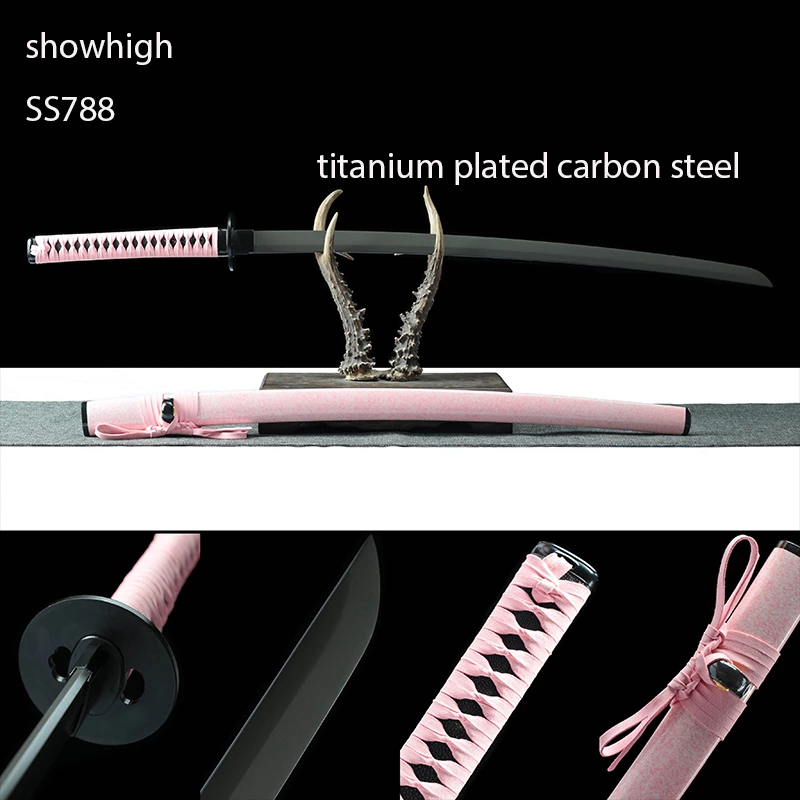 handmade titanium plated carbon steel pink sword ss788