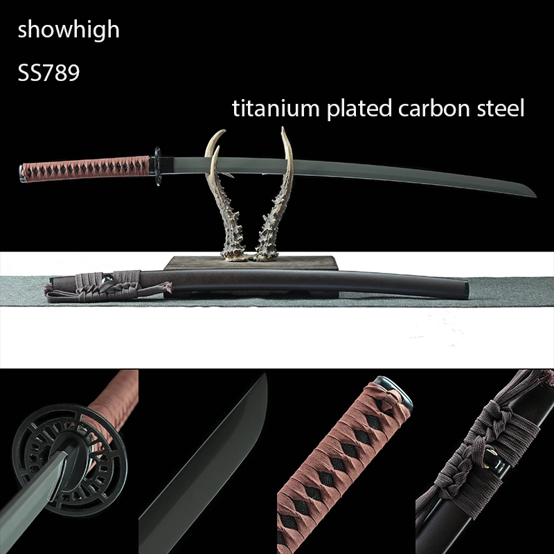 hand forged titanium plated carbon steel katana sword SS789