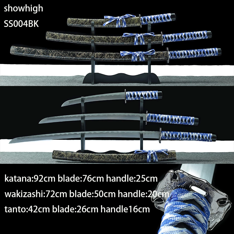 samurai swords set with touchable thread saya SS004BK