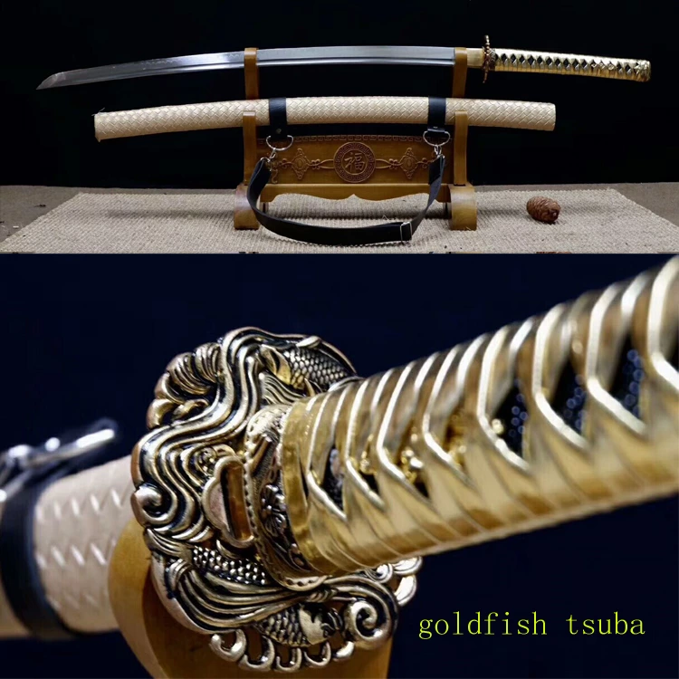 Handmade T10 real hamon goldfish katana sword SS023