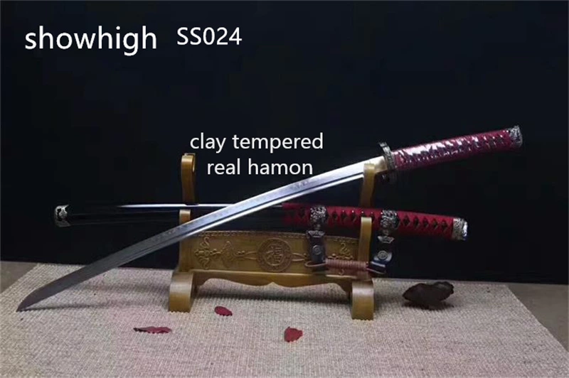 Handmade T10  clay tempered real hamon katana Swords  SS024