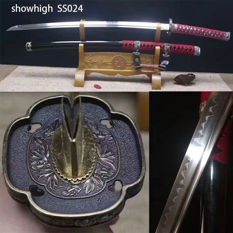 Handmade T10  clay tempered real hamon katana Swords  SS024