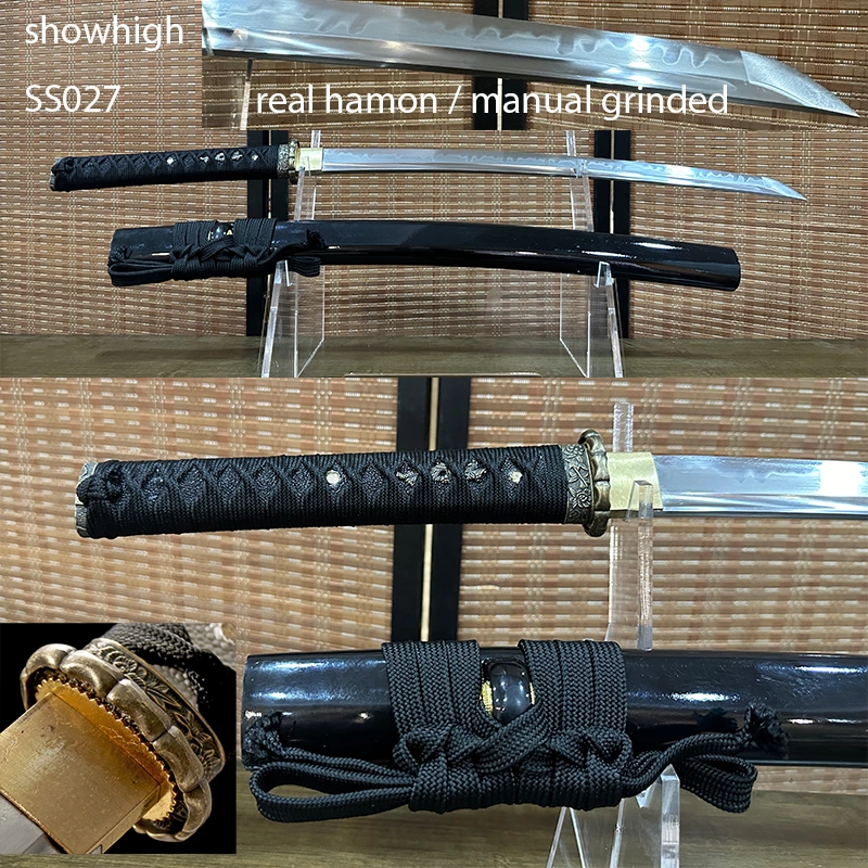 Handmade  t10 real hamon manual grinded battle ready wakizashi sword SS027