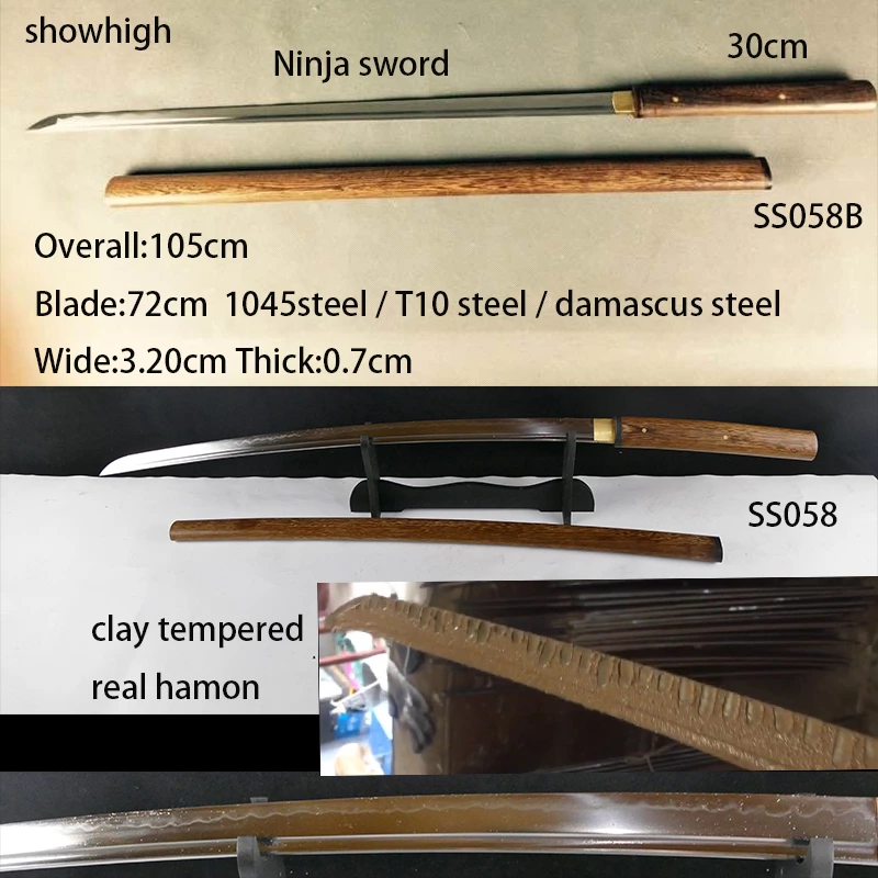 Handmade T10 real hamon katana sword  / ninja sword