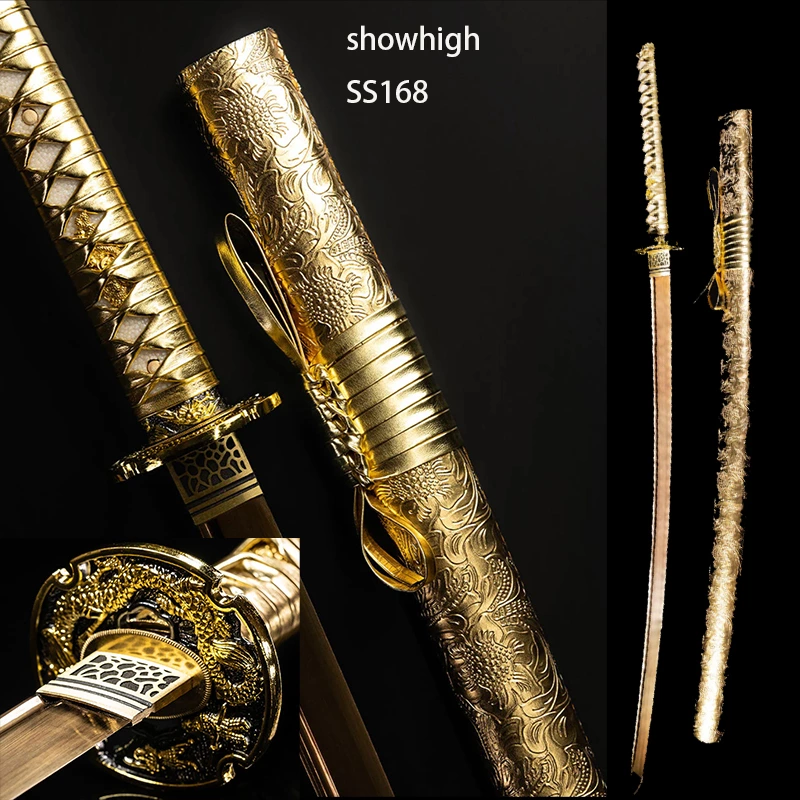 handmade golden dragon katana SS168