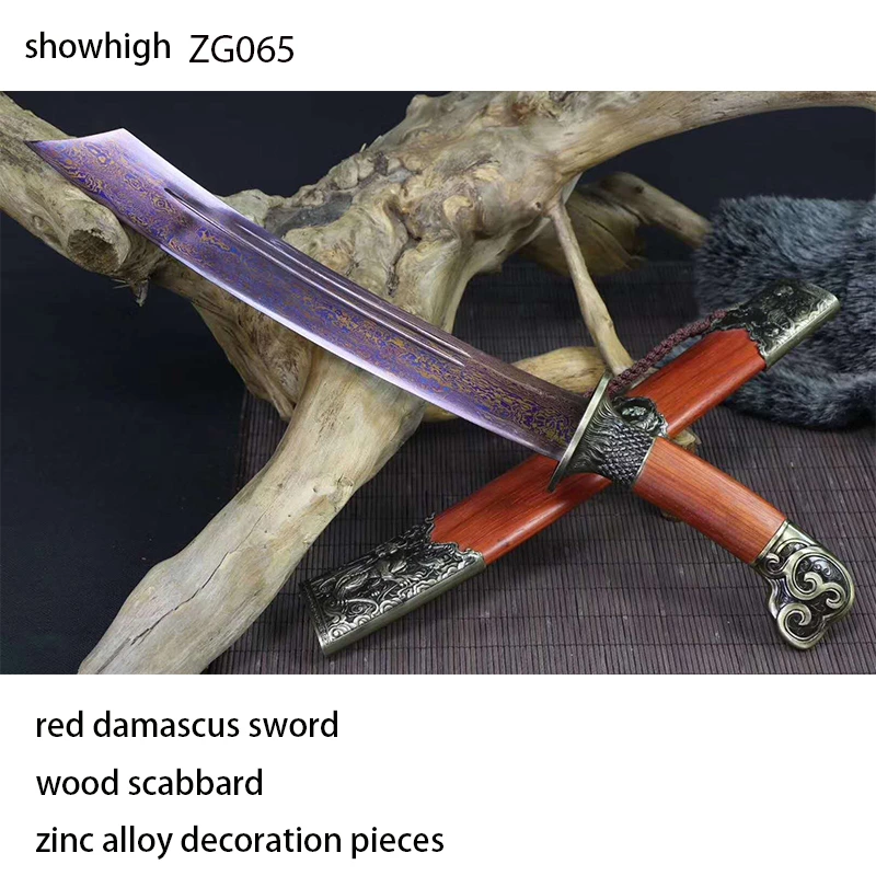 handmade red damascus sword ZG065